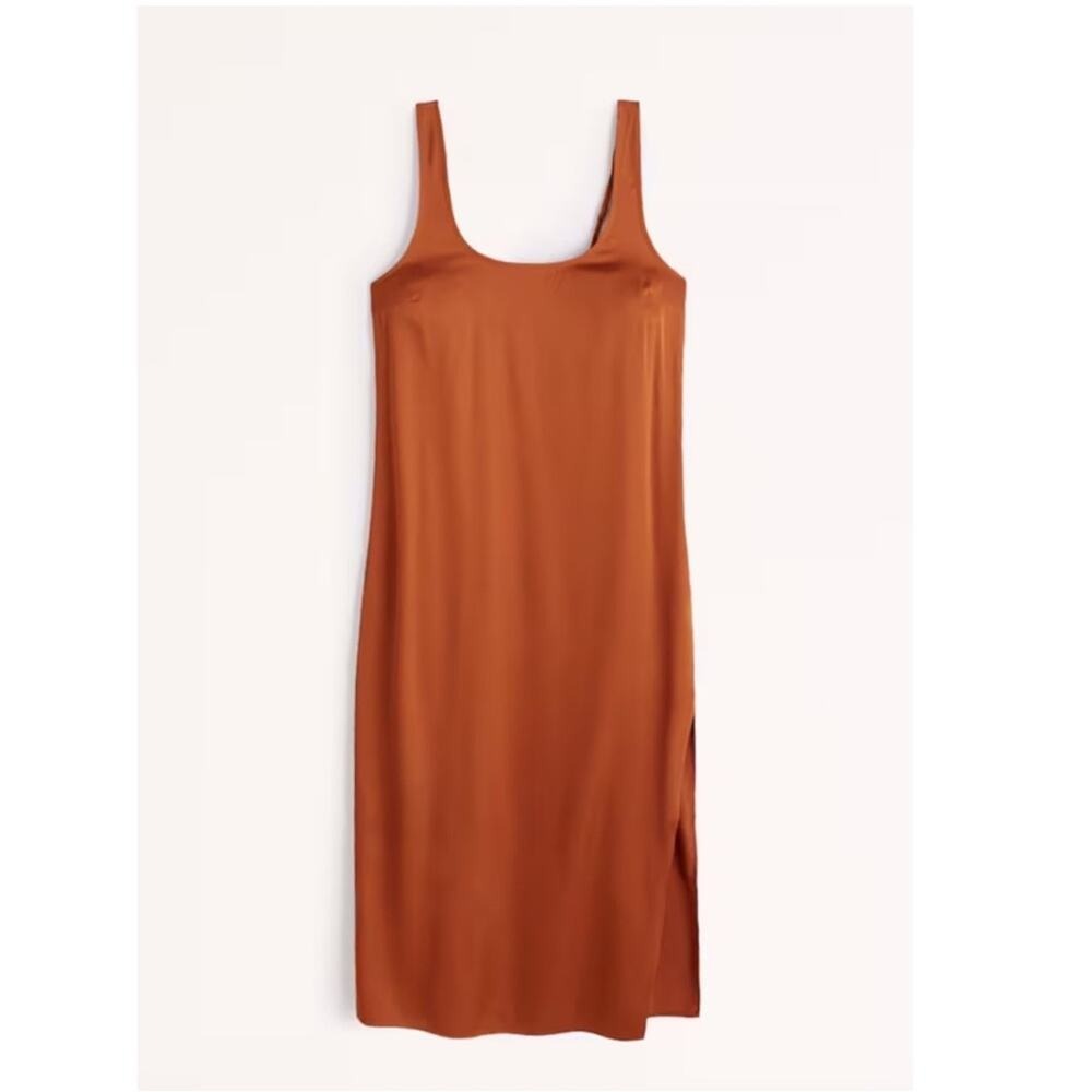 NEW Abercrombie & Fitch Women's Coquette Girl Satin Slipdress MP Orange